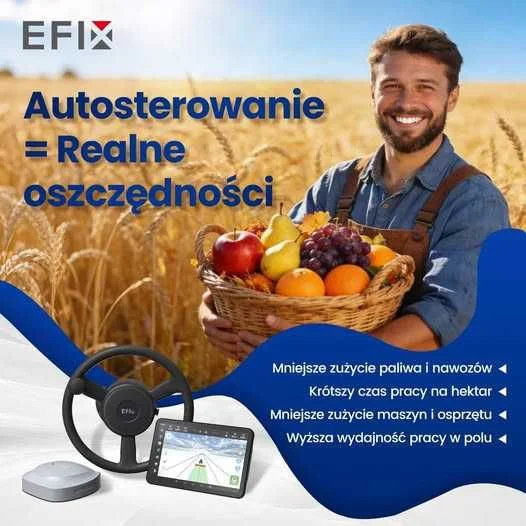 EFIX eSTEER 20 MAX ISOBUS nawigacja rolnicza RTK 2,5cm kierownica elektryczna monitor 12,1"