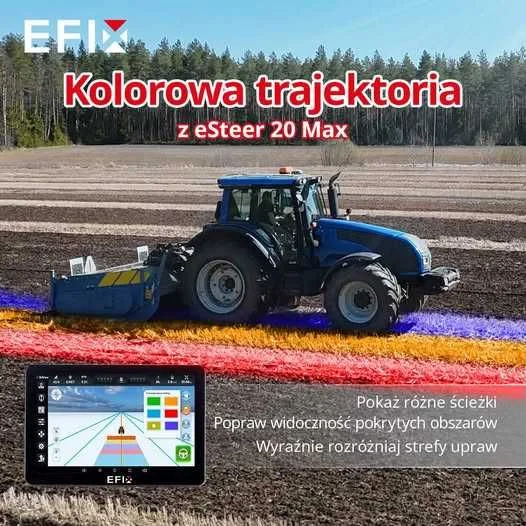EFIX eSTEER 20 MAX ISOBUS nawigacja rolnicza RTK 2,5cm kierownica elektryczna monitor 12,1" – zdjęcie 12