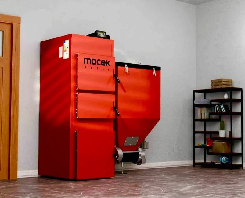 Kocioł Moceko PRO z podajnikiem na ekogroszek 35 kw możliwość rozbudowy na pellet Mocek 5 klasa ecodesign drewno piec