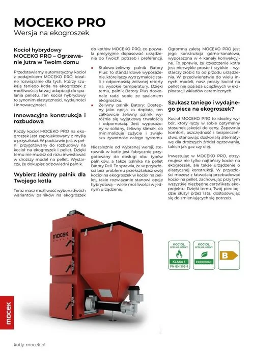 Kocioł Moceko PRO z podajnikiem na ekogroszek 35 kw możliwość rozbudowy na pellet Mocek 5 klasa ecodesign drewno piec – zdjęcie 2