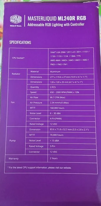 Cooler Master MasterLiquid ML240R RGB 2x120mm – zdjęcie 3