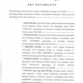 Pozwolenie na budowę , Akt Notarialny, Wypis z Rejestru Gruntów