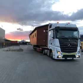 Transport niskopodwoziowy domek holenderski houseboat gabaryty