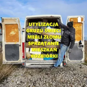 UTYLIZACJA.Wywóz gruzu,złomu,śmieci,mebli.Rozbiórka.Sprzątanie Odpadów