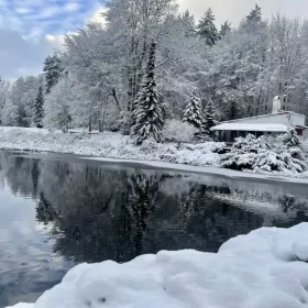 Domek całoroczny z kominkiem nad Stawem, Święta i Sylwester